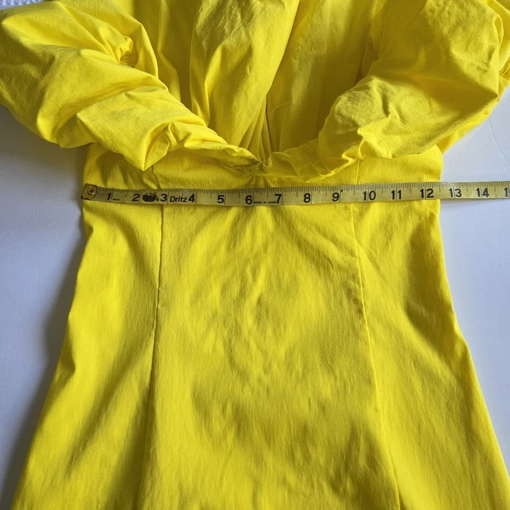 ZARA Womens Yellow Off Shoulder Balloon Collar Mini - Picture 4 of 8